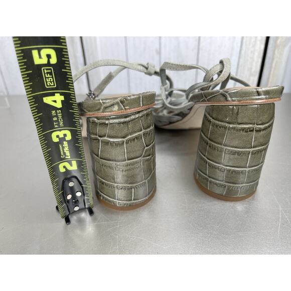 Sam Edelman DAFFODIL Green Croco Ankle Strap Heel Sandals Size 8.5W Wide - Picture 4 of 5